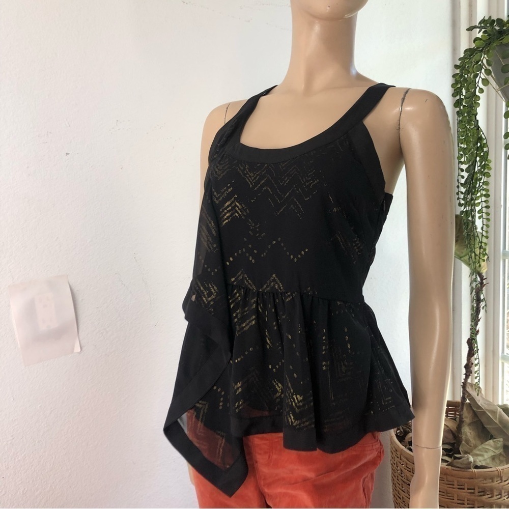 W118 by Walter Baker Top accent at the waist black, gold size:XS